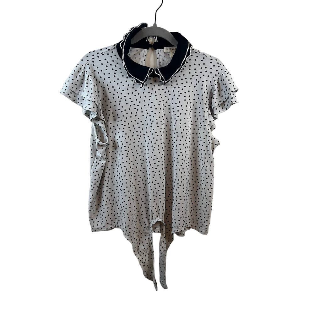 Faith and Joy Polkadot Top - Black and White - Size Medium - Picture 1 of 4